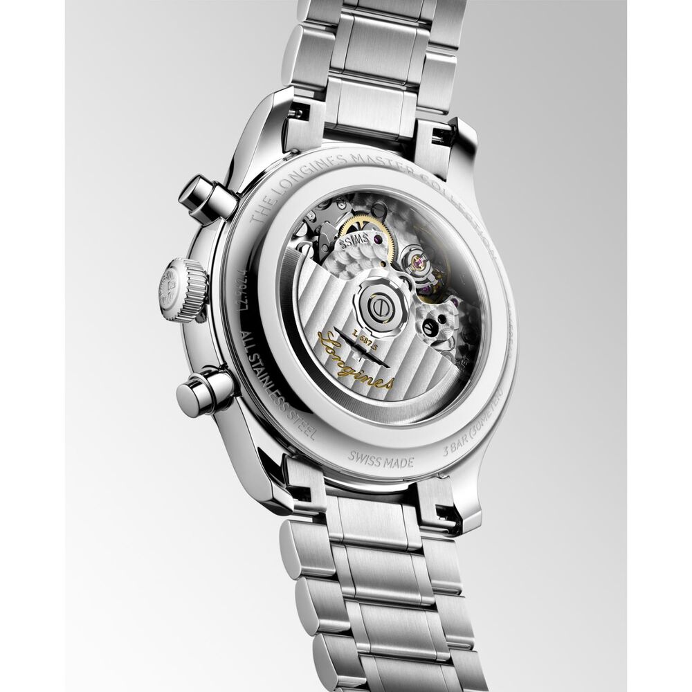 Longines Master Collection Chrono Monopusher 41mm Ivory Barleycorn Dial Leather Strap Watch
