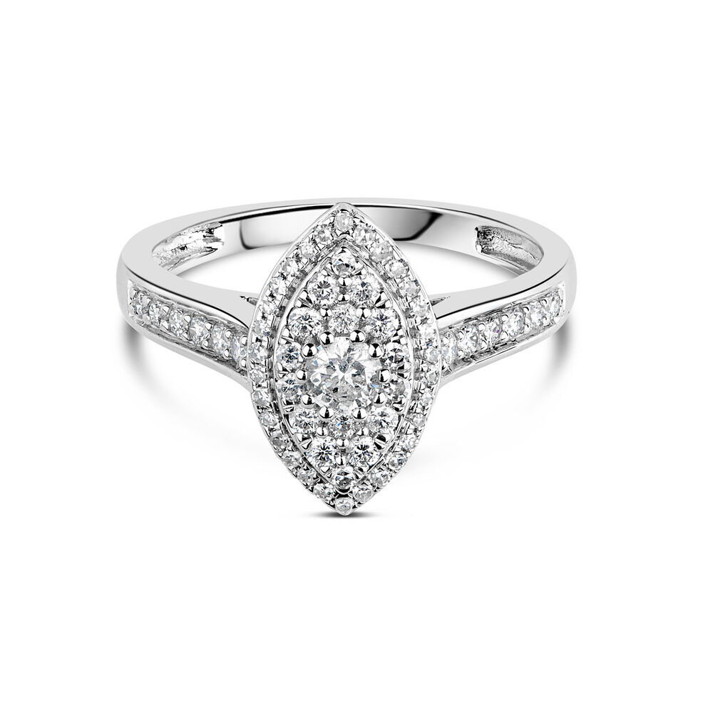 9ct White Gold 0.50ct Diamond Marquise Cluster Ring image number 8