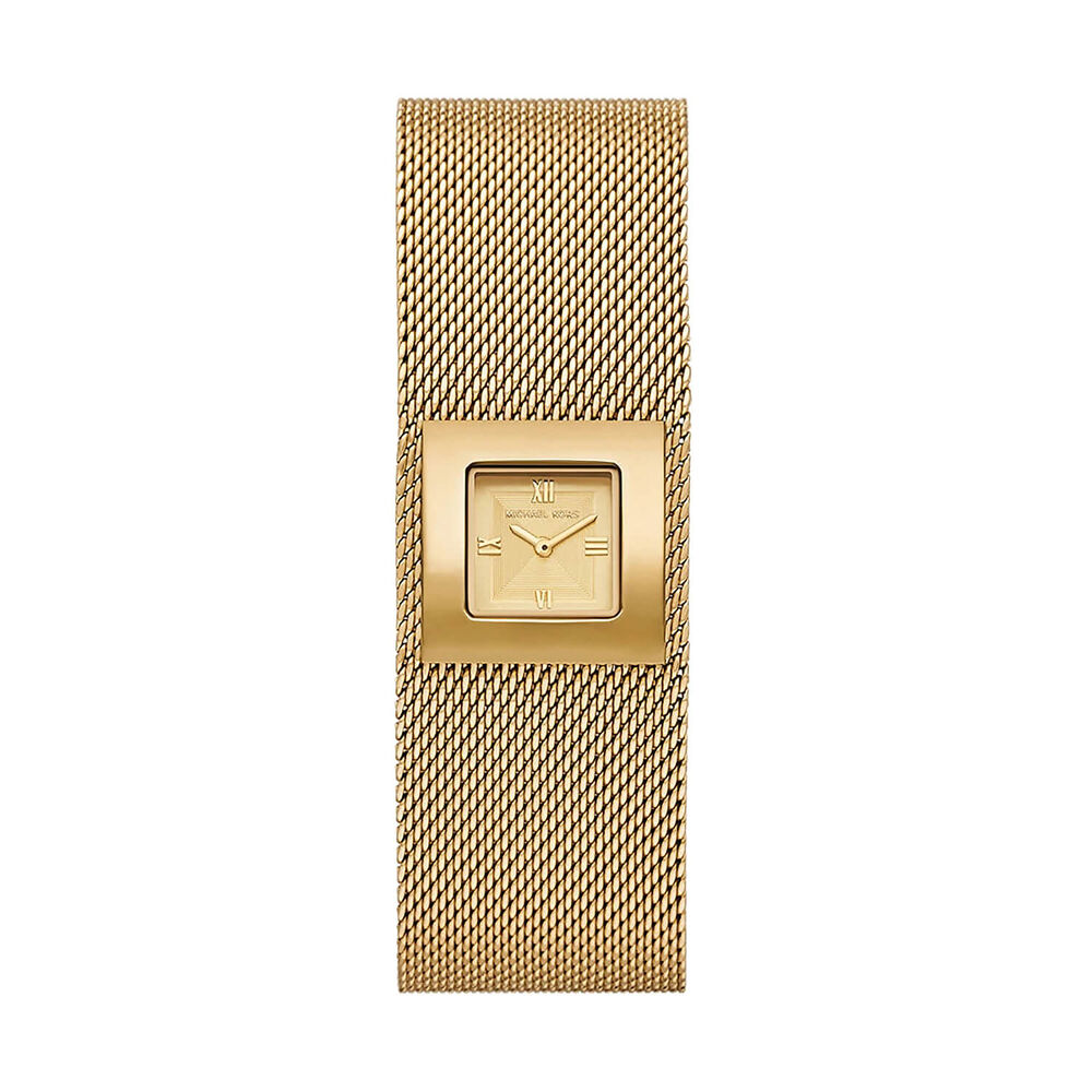 Michael Kors Petite Georgie 22mm Gold Tone Dial Gold Tone Stainless Steel Mesh Bracelet Watch