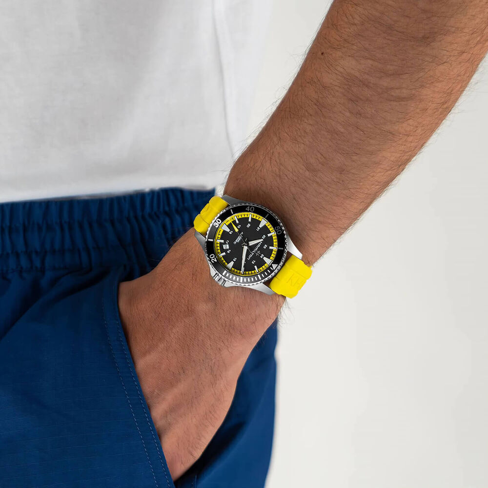 Hamilton Khaki Navy Scuba 40mm Black Dial & Bezel Yellow Rubber Strap Watch image number 5