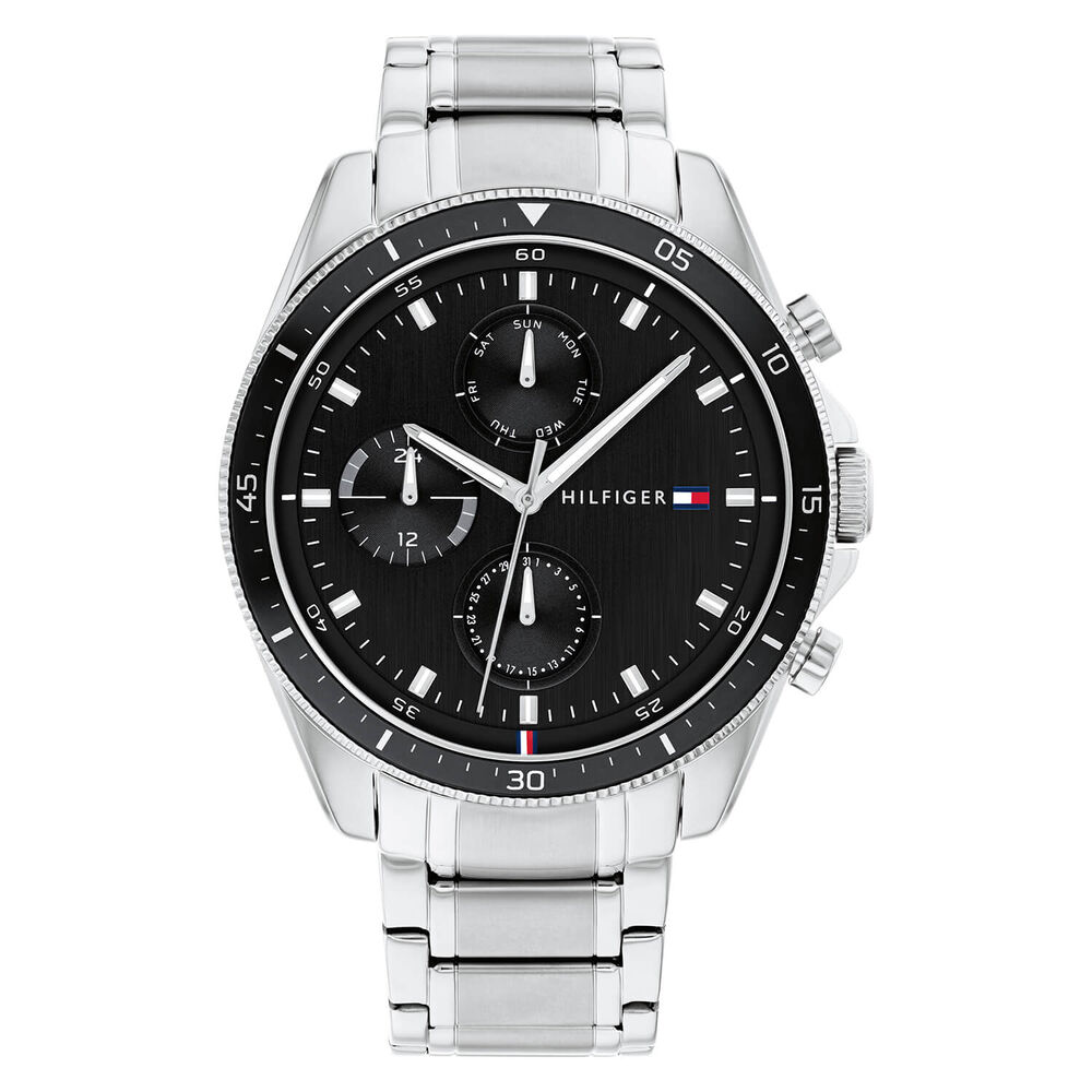 Tommy Hilfiger 44 mm Black Dial Chronograph Steel Case Bracelet Watch