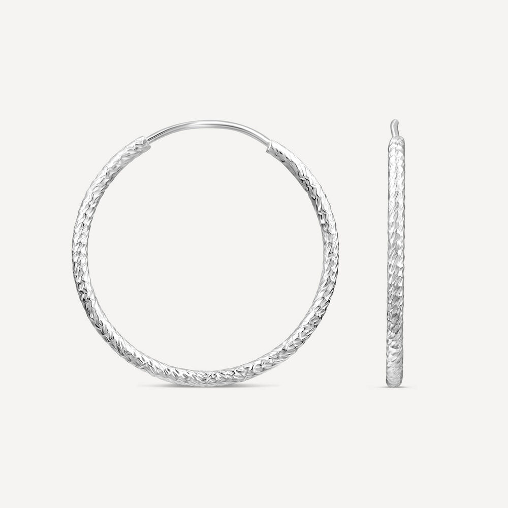 Sterling Silver Diamond Cut 20mm Hoop Earrings