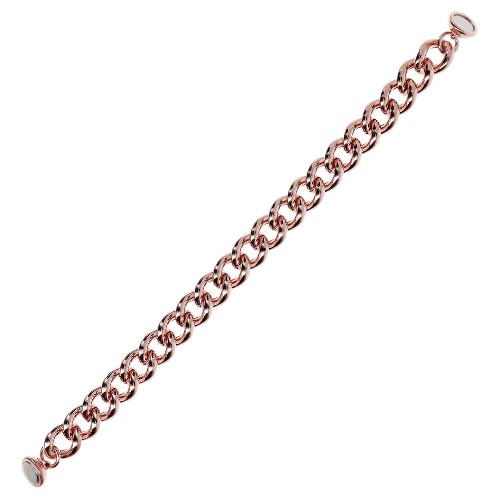 Bronzallure 18ct Rose Gold-Plated Magnetic Curb Bracelet image number 1