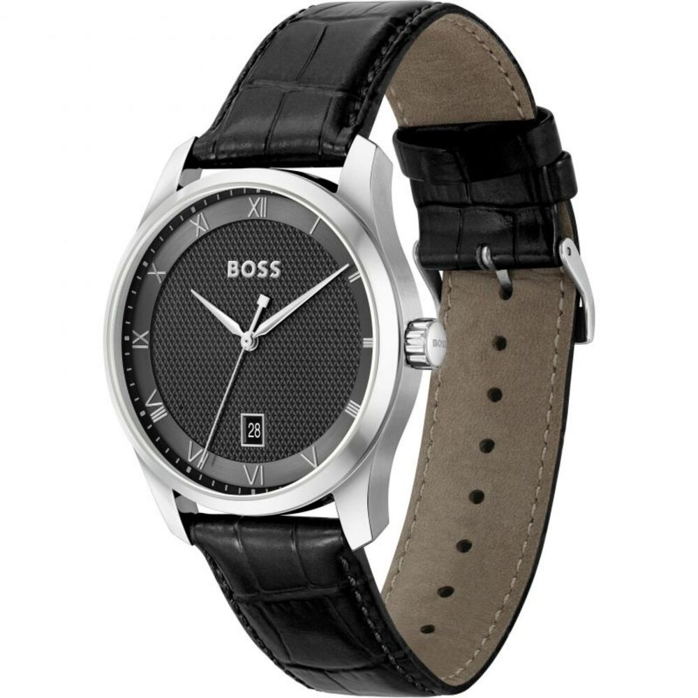 BOSS Principle 41mm Black Dial 3 Hands Black Strap Watch image number 2