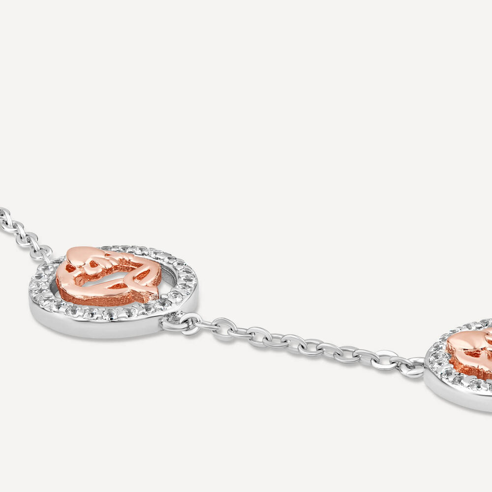 Sterling Silver & Rose Gold Plated Claddagh Trinity Knot Bracelet image number 2