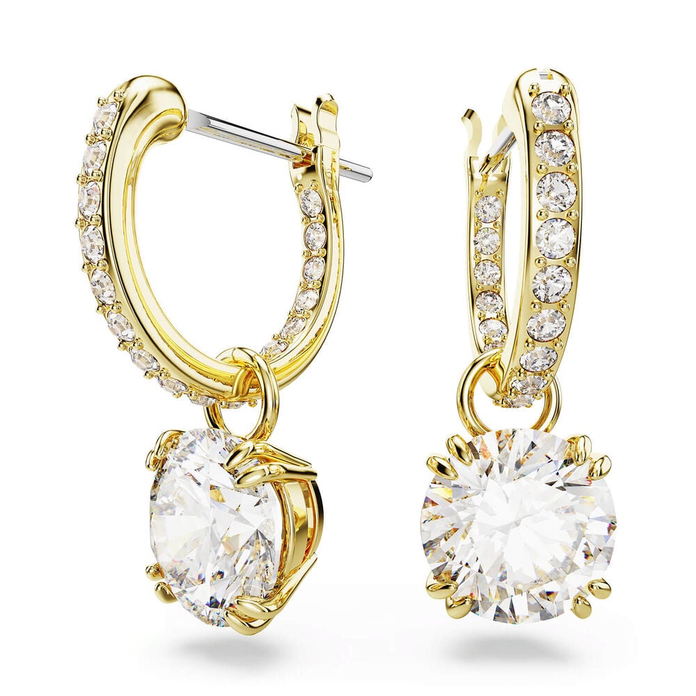 Swarovski Stilla Cubic Zirconia & Crystals 18ct Yellow Gold Finished Drop Earrings
