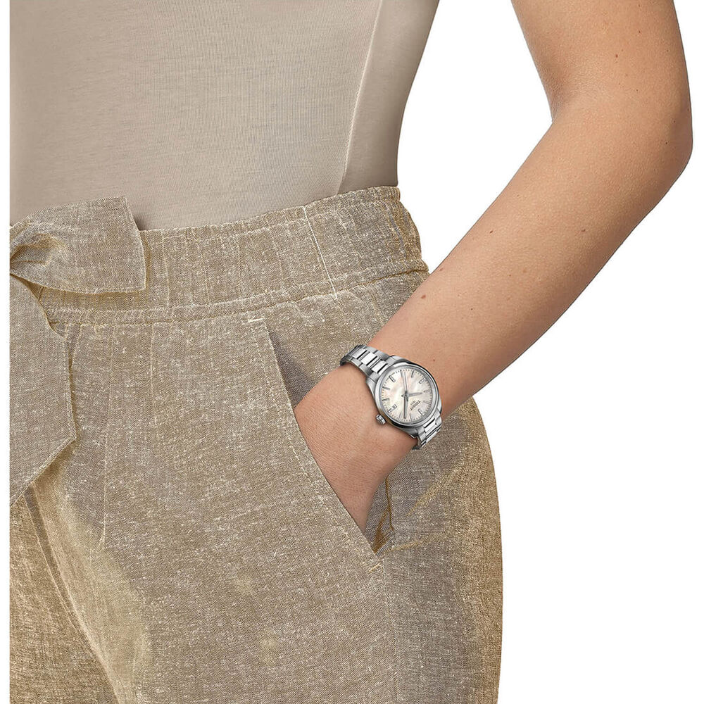 Tissot PR 100 34mm White Mother of Pearl Dial Stainless Steel Bracelet Watch image number 3