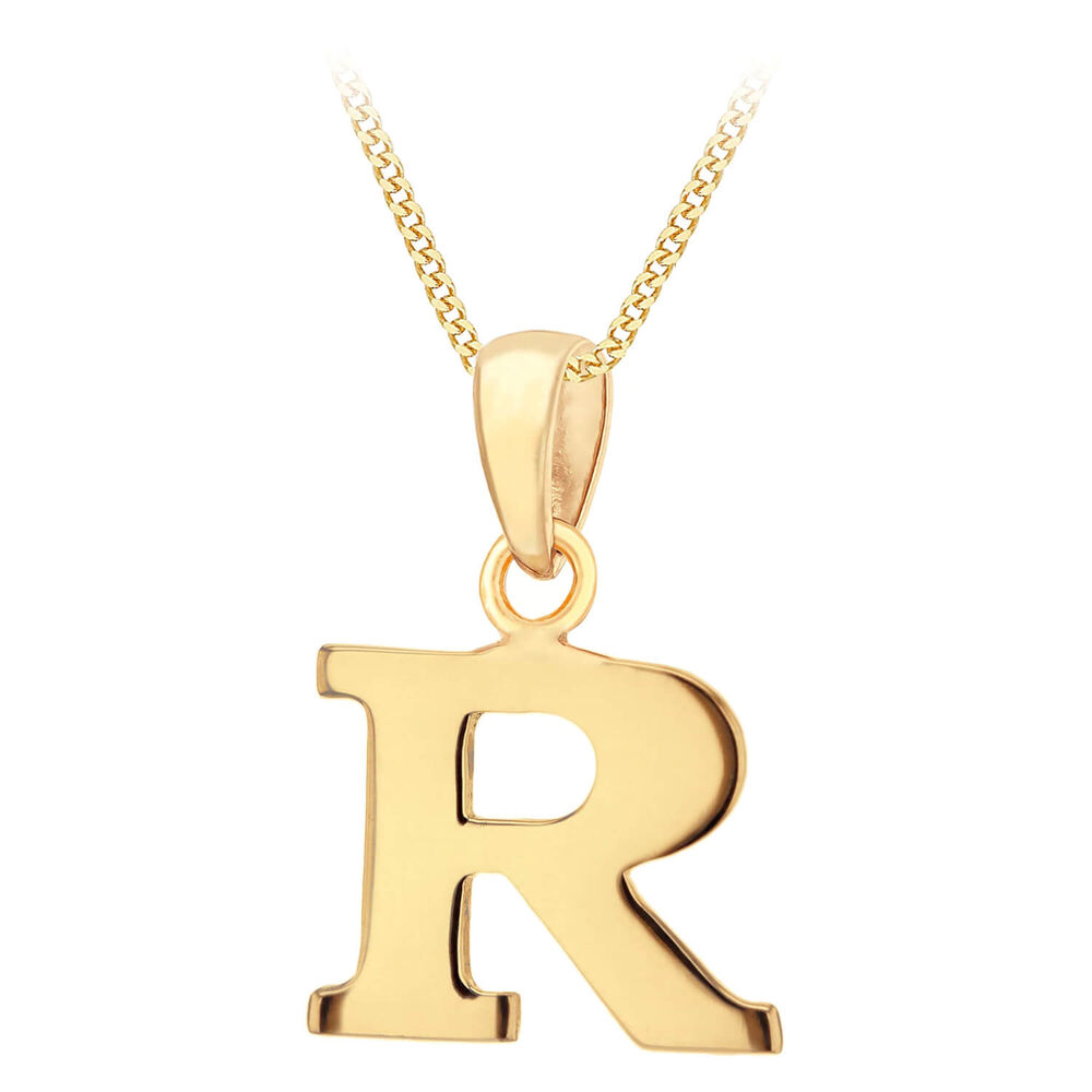 9ct Yellow Gold Plain Initial C 16-18' Chain Pendant