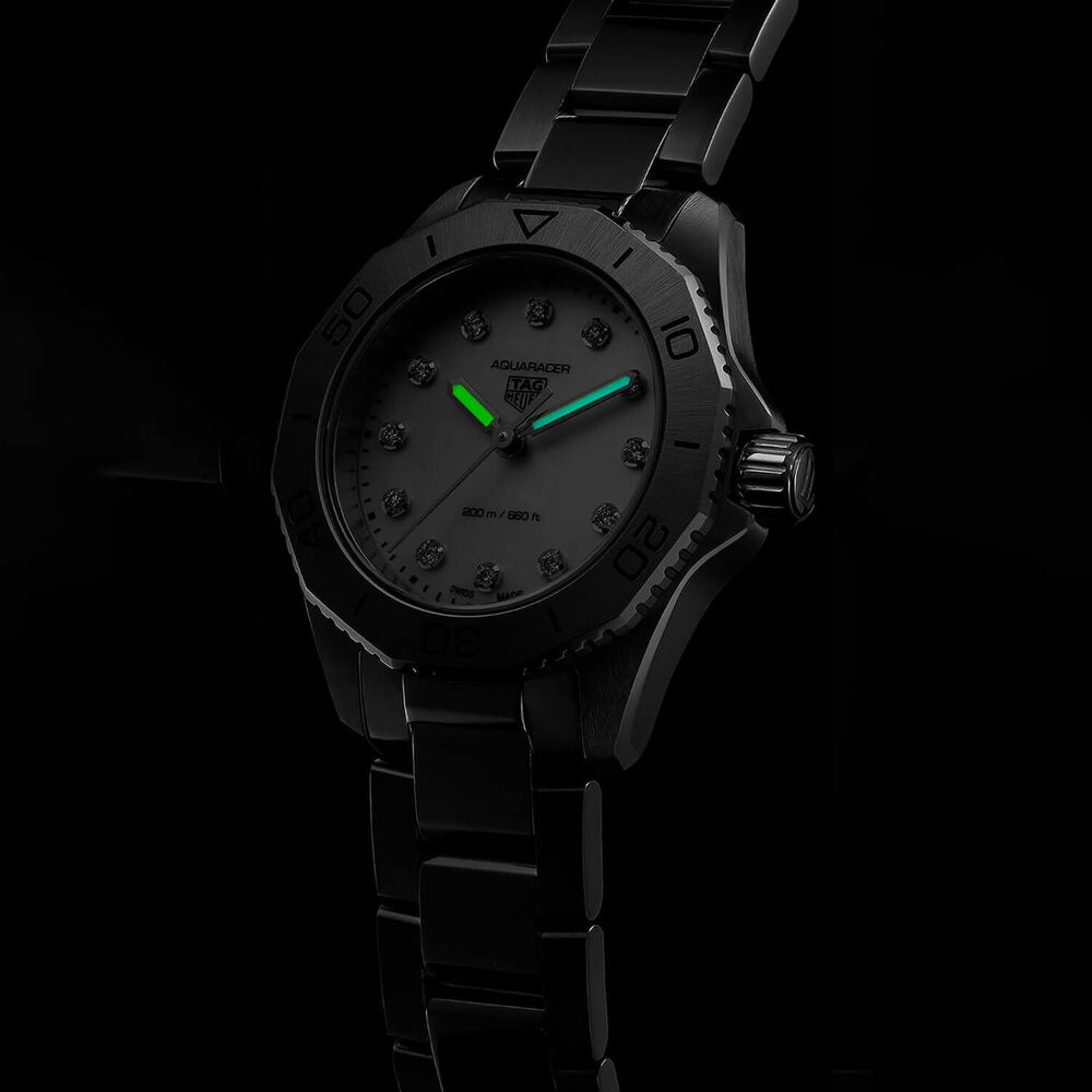 TAG Heuer Aquaracer Professional 200 30mm MOP Dial Diamond Dots Steel Bracelet Watch image number 6