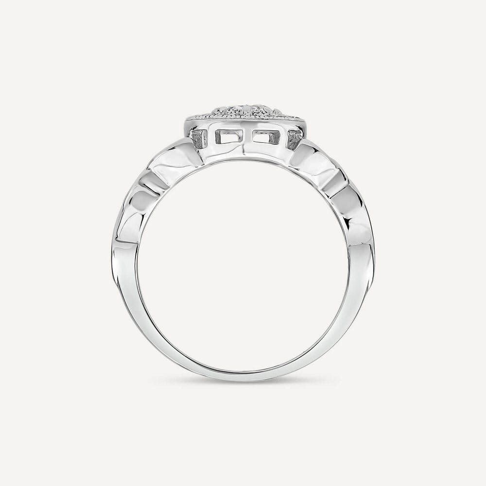 Silver Trinity Knot Cubic Zirconia Cluster Ring image number 3