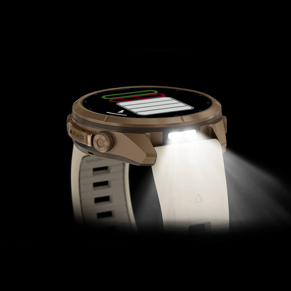 Garmin fenix 9 Pro 43mm Autumn Gold Titanium Cream/French Grey Silicone Strap Watch