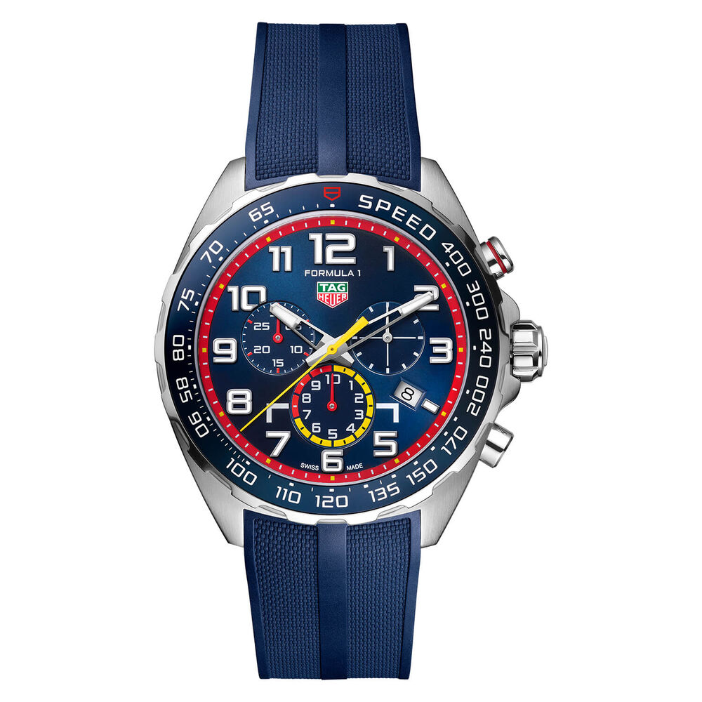 TAG Heuer Formula 1 Red Bull Quartz 43mm Chronograph Blue Dial Blue Rubber Strap Watch image number 0