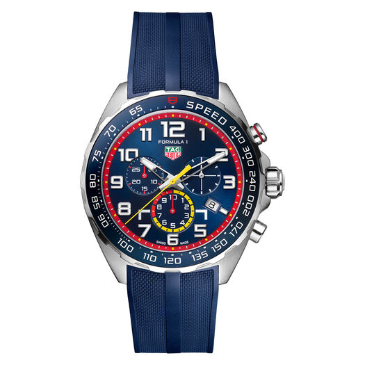 TAG Heuer Formula 1 Red Bull Quartz 43mm Chronograph Blue Dial Blue Rubber Strap Watch