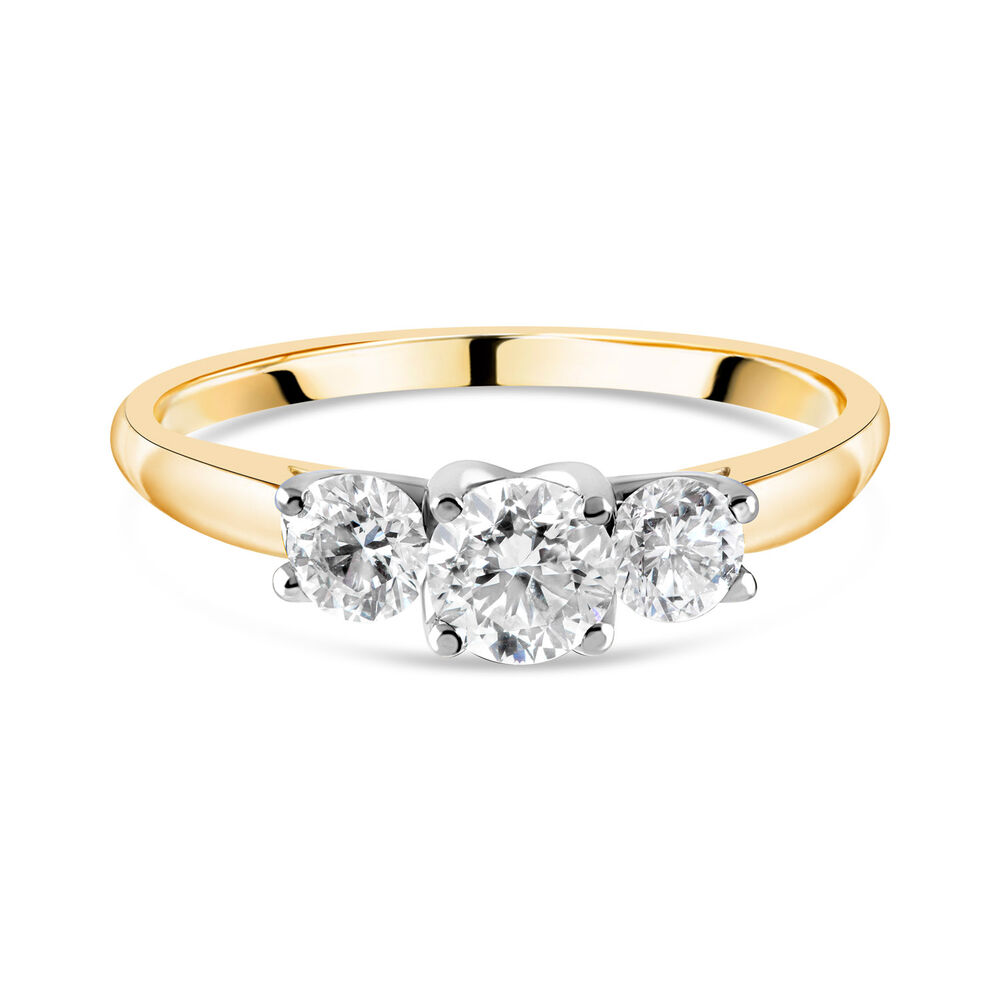 18ct gold ladies 0.75 carat diamond graduated three stone ring image number 4