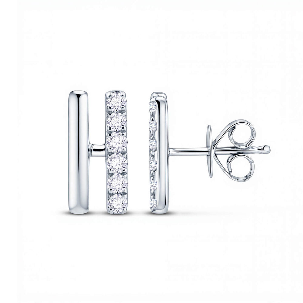 Born Axis Sterling Silver 0.30ct Lab Grown Diamond Two Bar Stud Earrings