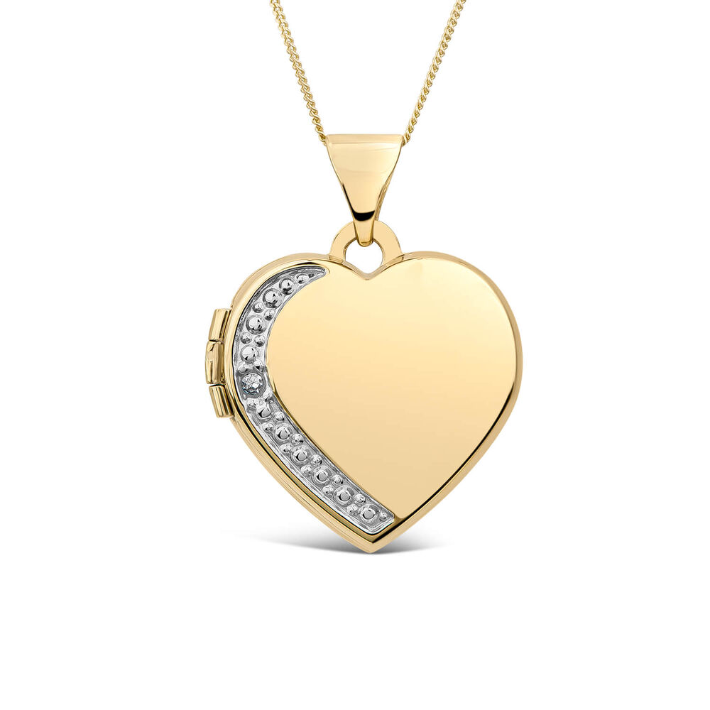 9ct Yellow Gold Diamond Set Heart Locket image number 0