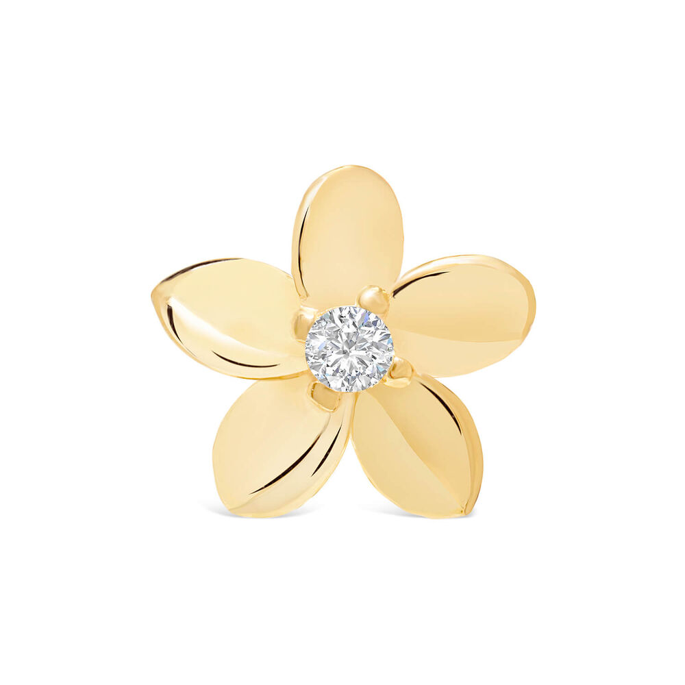 9ct Yellow Gold Cubic Zirconia Set Petal Flower Single Stud Earring