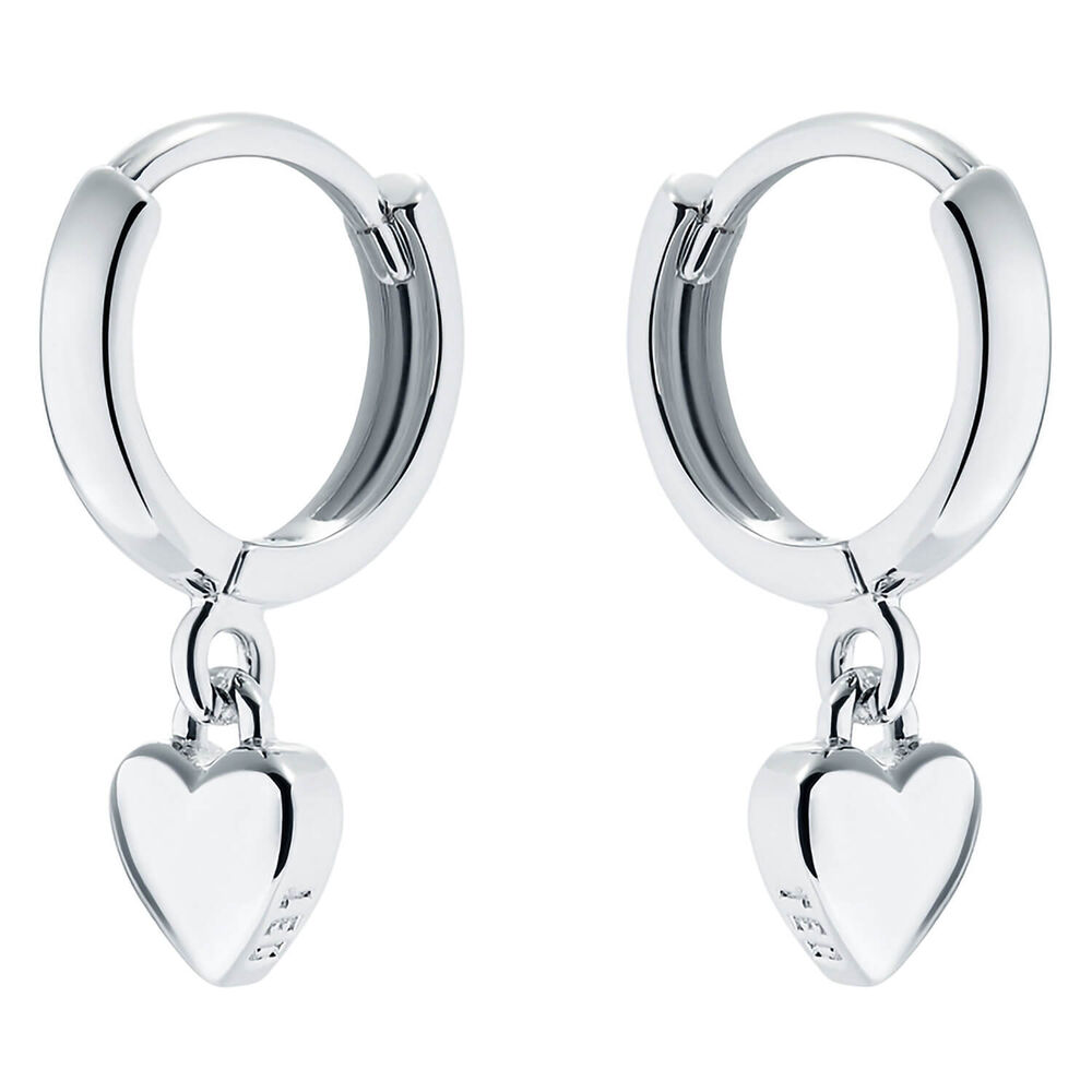 Ted Baker Silver Plated Tiny Heart Huggie Ear Charm Earrings image number 1