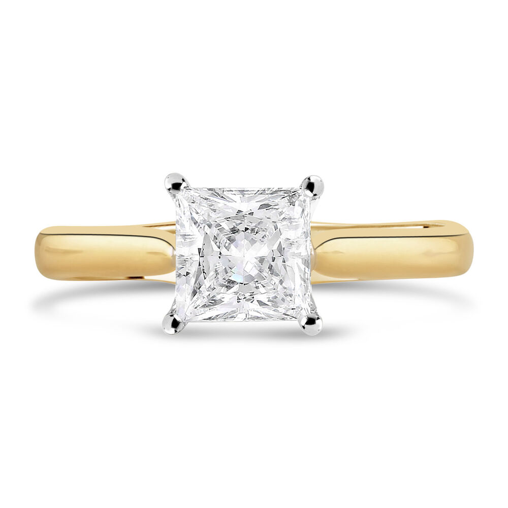 18ct Yellow Gold 1.00ct Princess Diamond Orchid Setting Ring image number 1