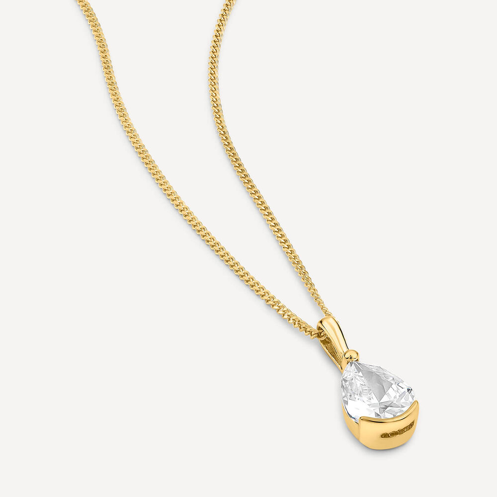 9CT YG CZ PEAR SHAPED PENDANT image number 2