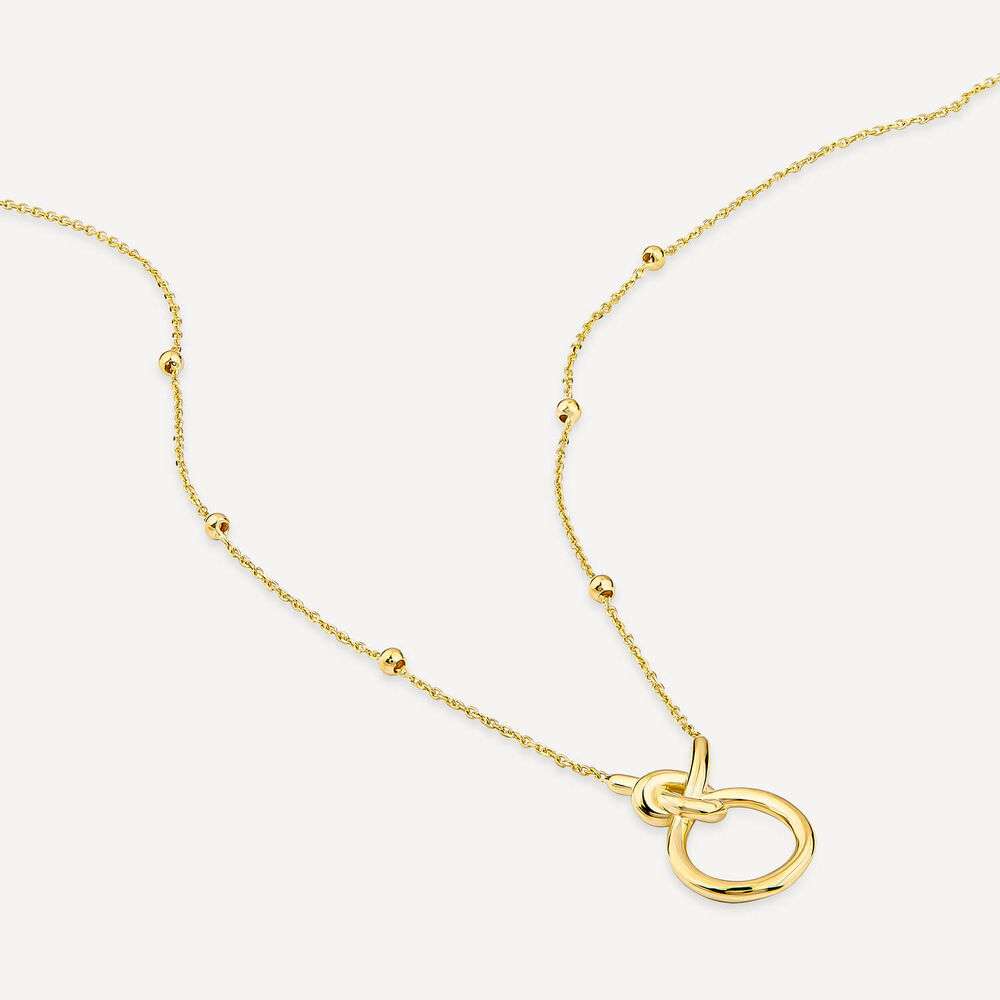 9ct Yellow Gold Open Knot Bead Chain Necklet image number 3