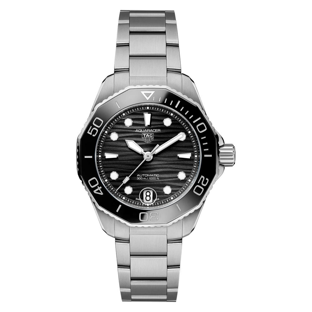 TAG Heuer Aquaracer 36mm Black Dial Black Bezel Steel Case Bracelet Watch