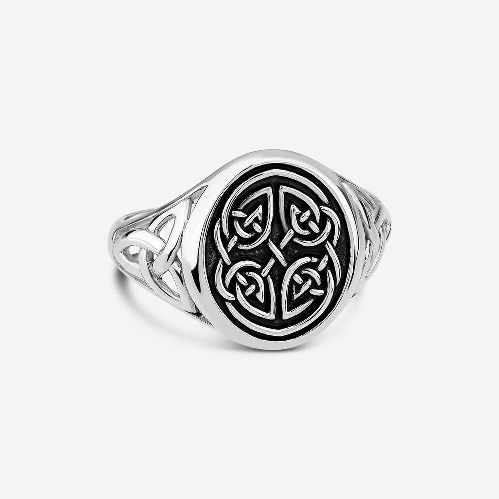 Sterling Silver Oxidised Celtic Signet Ring image number 2