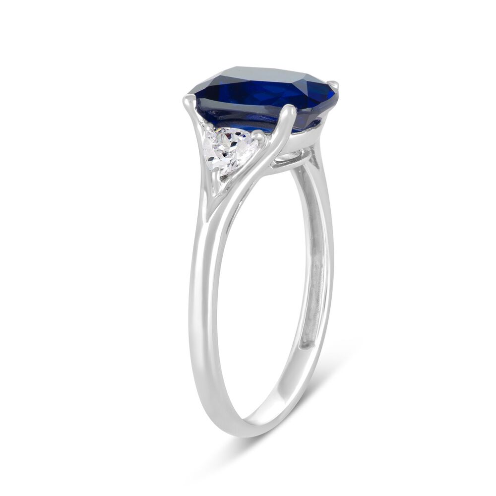 9ct White Gold Sapphire & Cubic Zirconia Ring image number 3