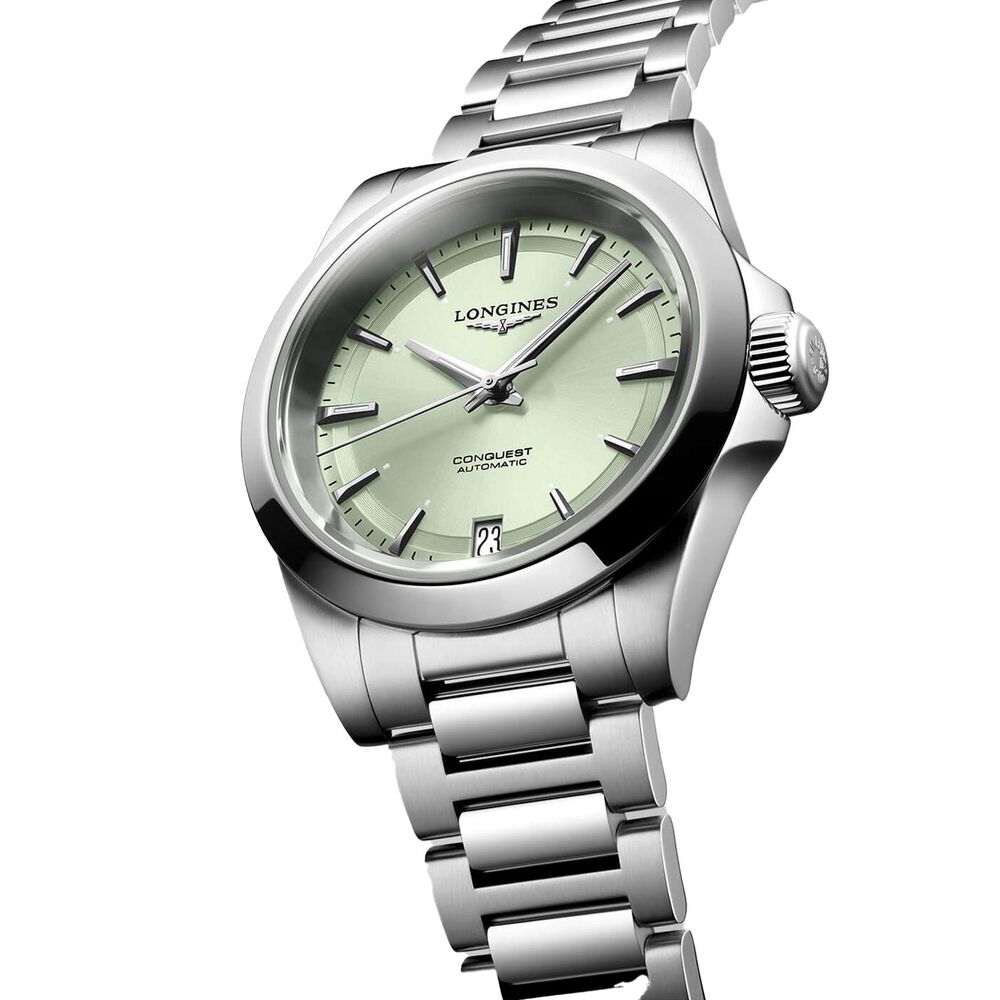 Longines Conquest 34mm Green Dial Steel Bracelet Watch image number 1