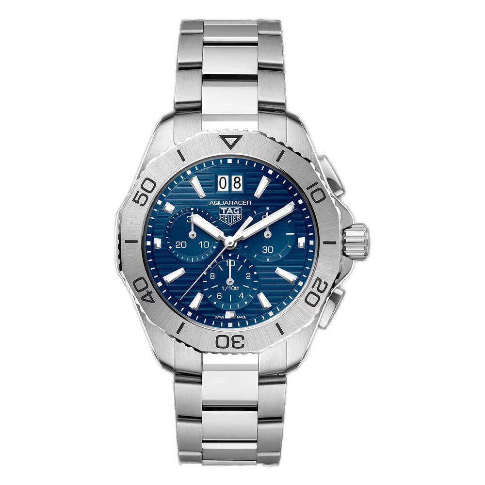 TAG Heuer Aquaracer Professional 200 Quartz Chronograph 40mm Blue Dial Steel Bracelet Watch