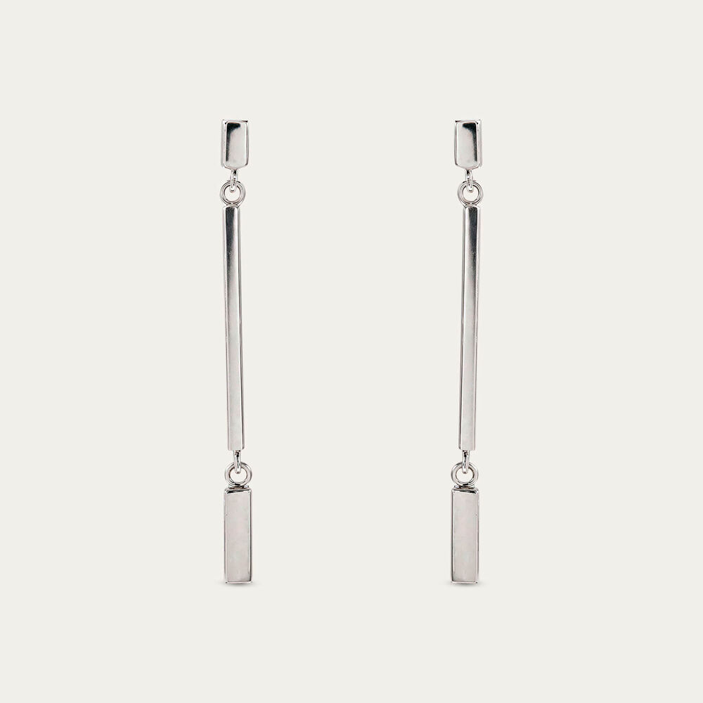 Sterling Silver Long Bar Drop Earrings