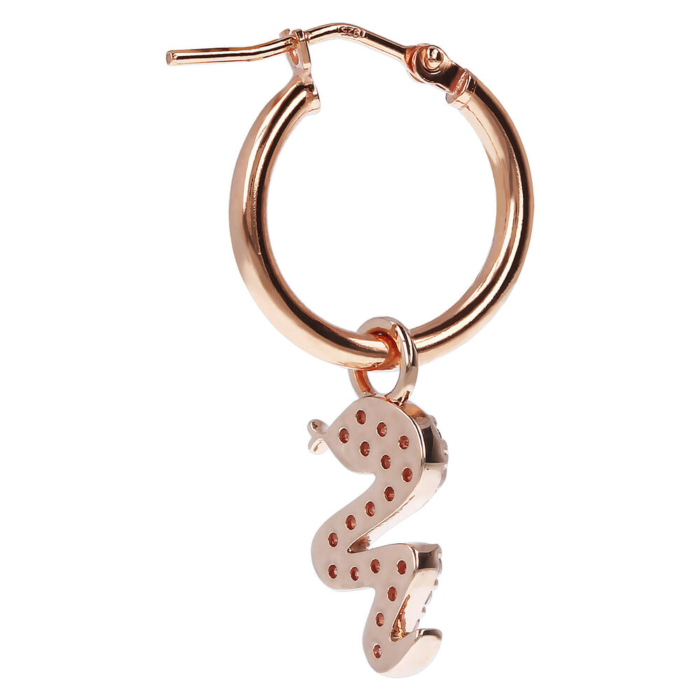 Bronzallure Altissima Collection Snake Cubic Zirconia Single Hoop Ladies Earring