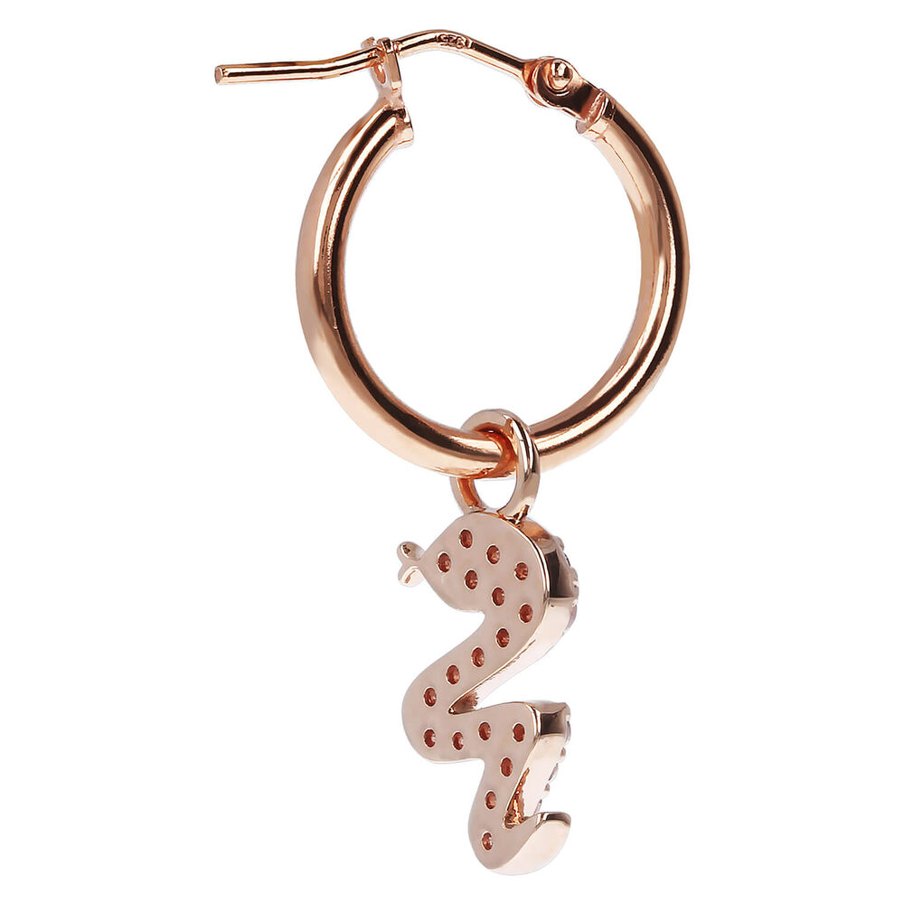 Bronzallure Altissima Collection Snake Cubic Zirconia Single Hoop Ladies Earring image number 1