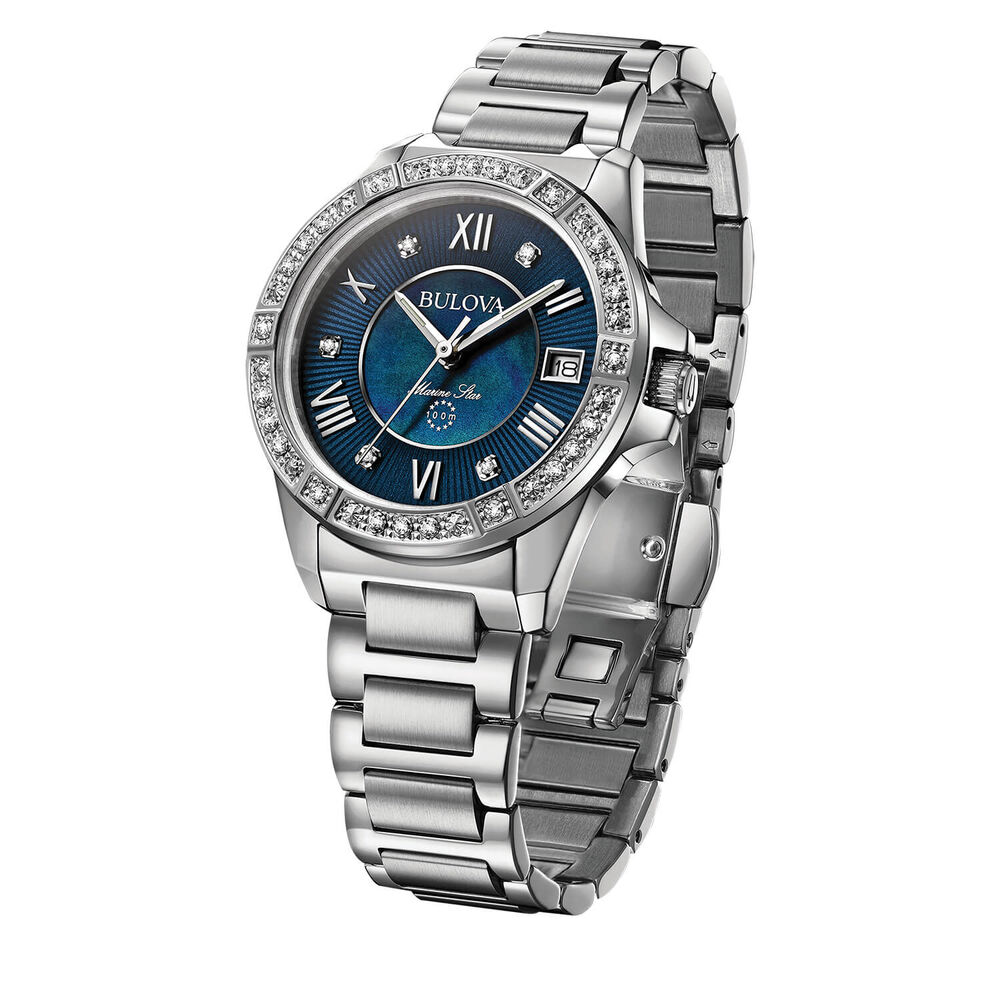 Bulova Marine Star Diamond 32mm Blue Dial Watch image number 3