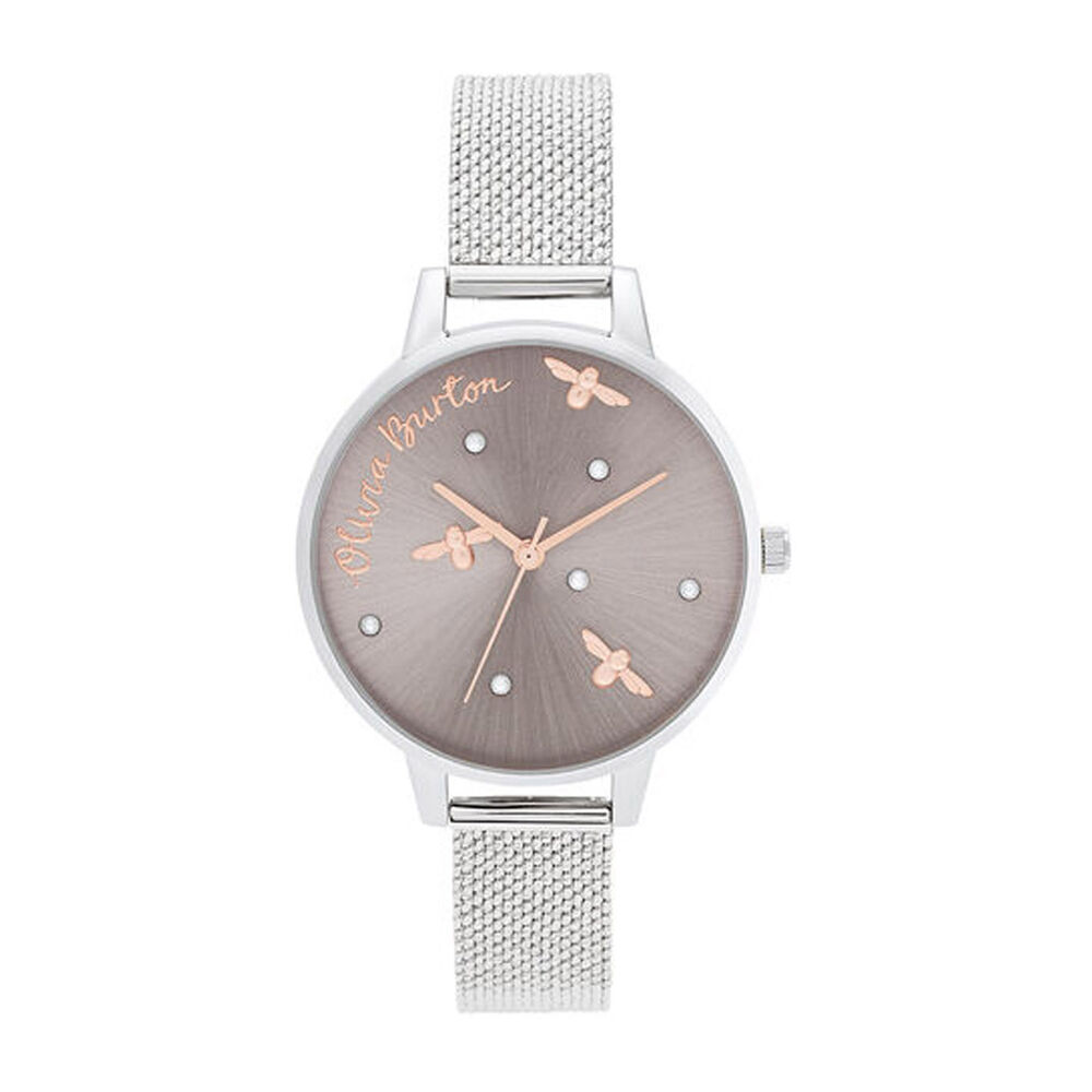 Olivia Burton Pearly Queen Rose Gold-Toned & Silver-Toned Mesh Bracelet Ladies' Watch