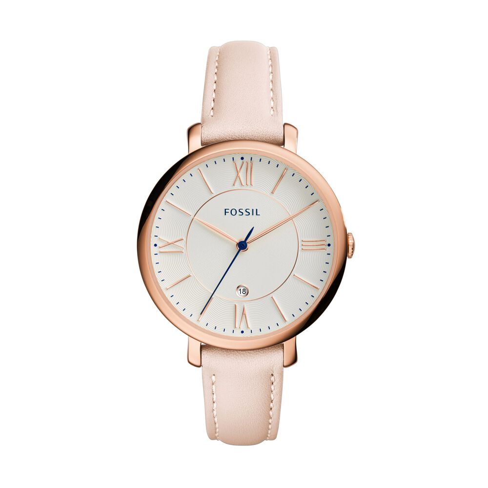 Fossil Jacqueline ladies' pink leather strap watch