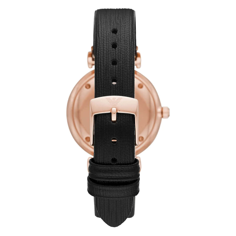 Emporio Armani Gianni T-Bar Mother of Pearl Black Strap 32mm Watch