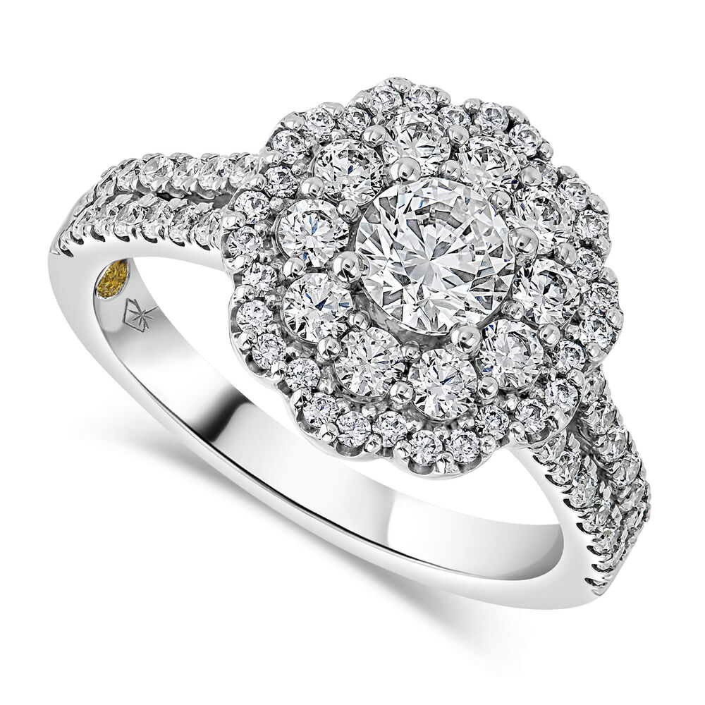 Northern Star 1.50ct Flower Cluster Split Shoulders 18ct White Gold Ring