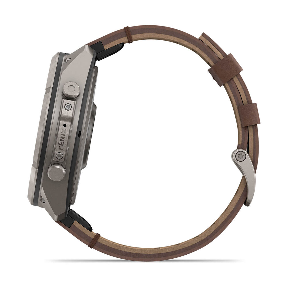 Garmin fenix 9 Pro 51mm Titanium Walnut Leather Strap Watch