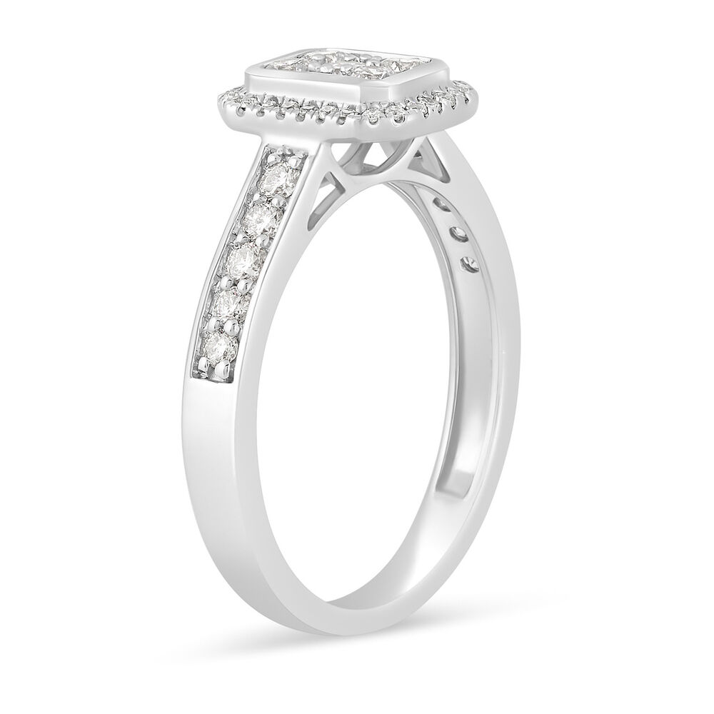 Mystere 18ct White Gold 0.50 Carat Diamond Cluster Engagement Ring image number 3