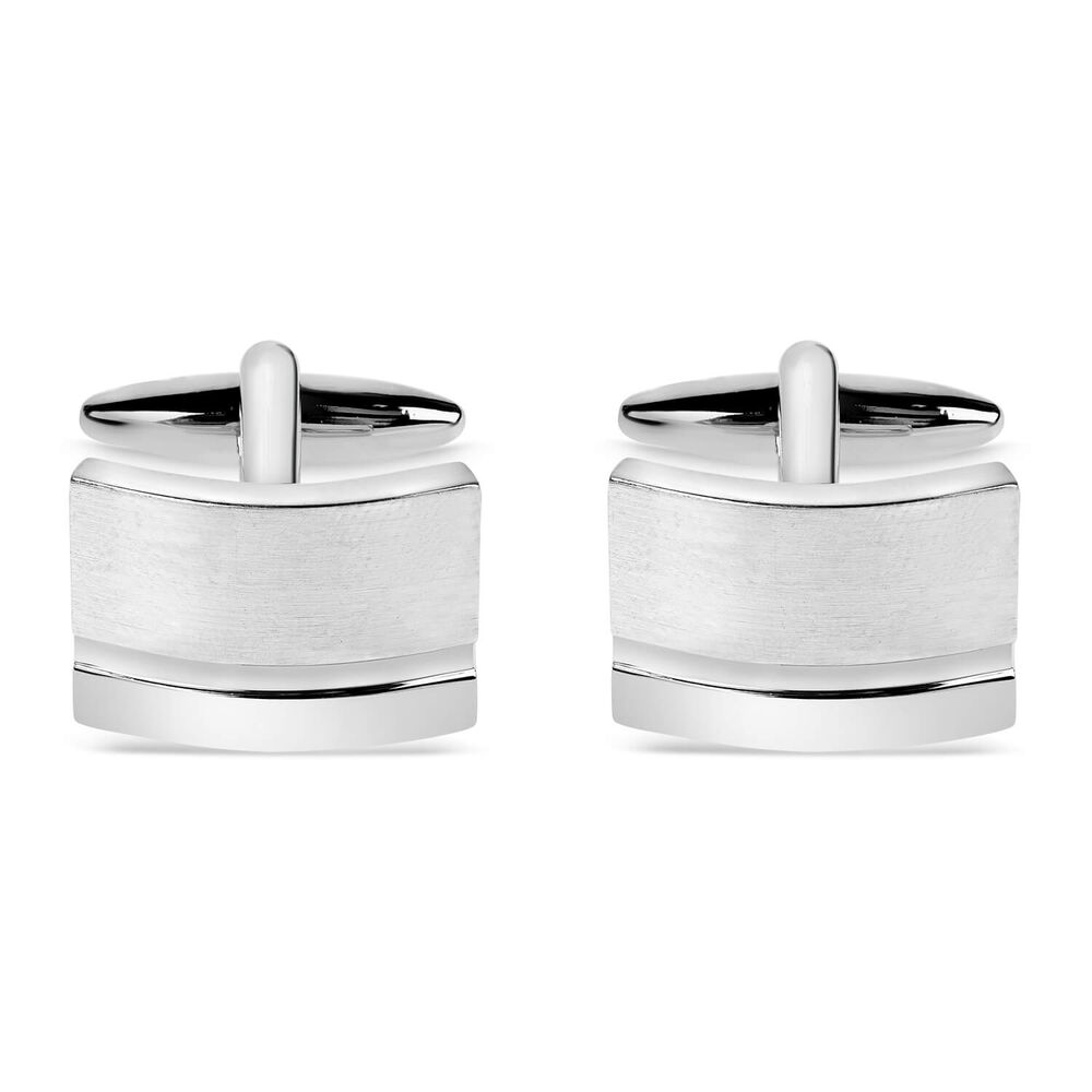Silver-Plated Rectangle Line Cufflinks image number 0