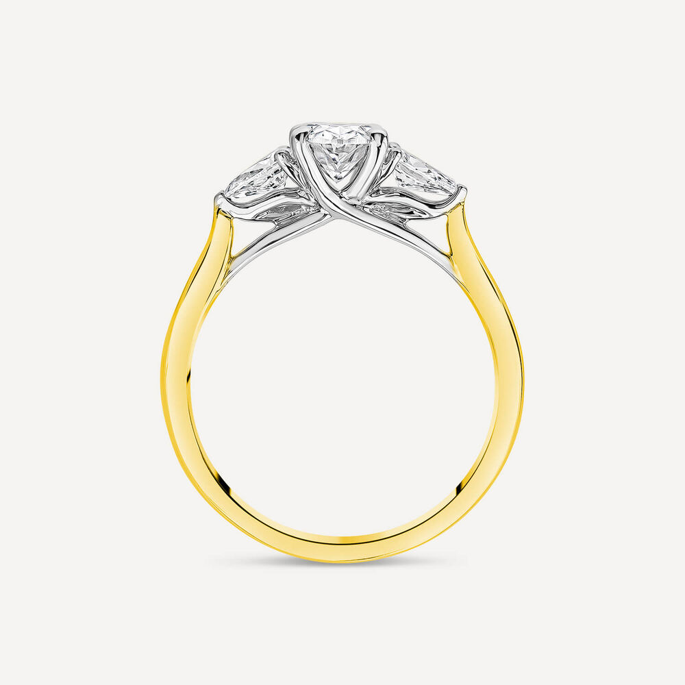 Born 18ct Yellow Gold 1.40ct Lab Grown Oval Centre & Pear Sides Diamond Ring image number 3
