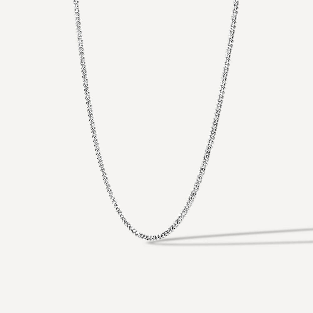 9ct White Gold Flat Curbed Chain Necklet