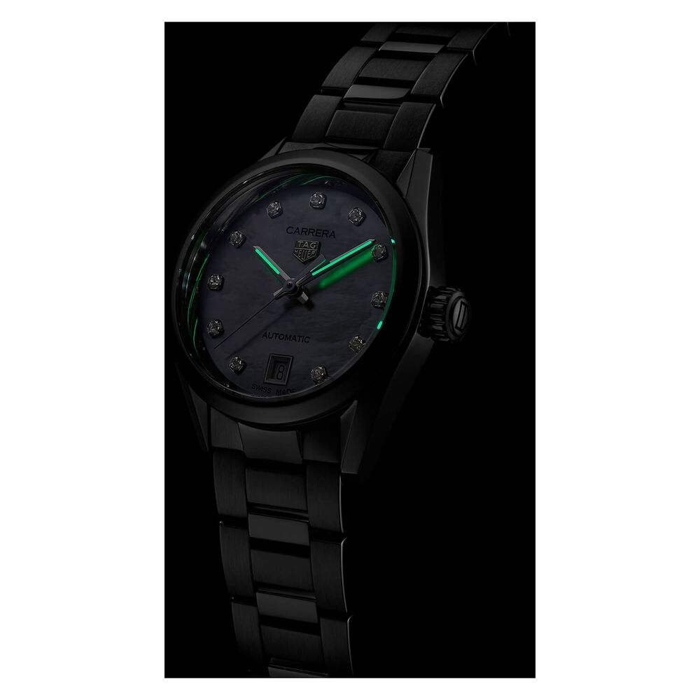 TAG Heuer Carrera Date 29mm Mother of Pearl Dial Stainless Steel Bracelet Watch image number 5