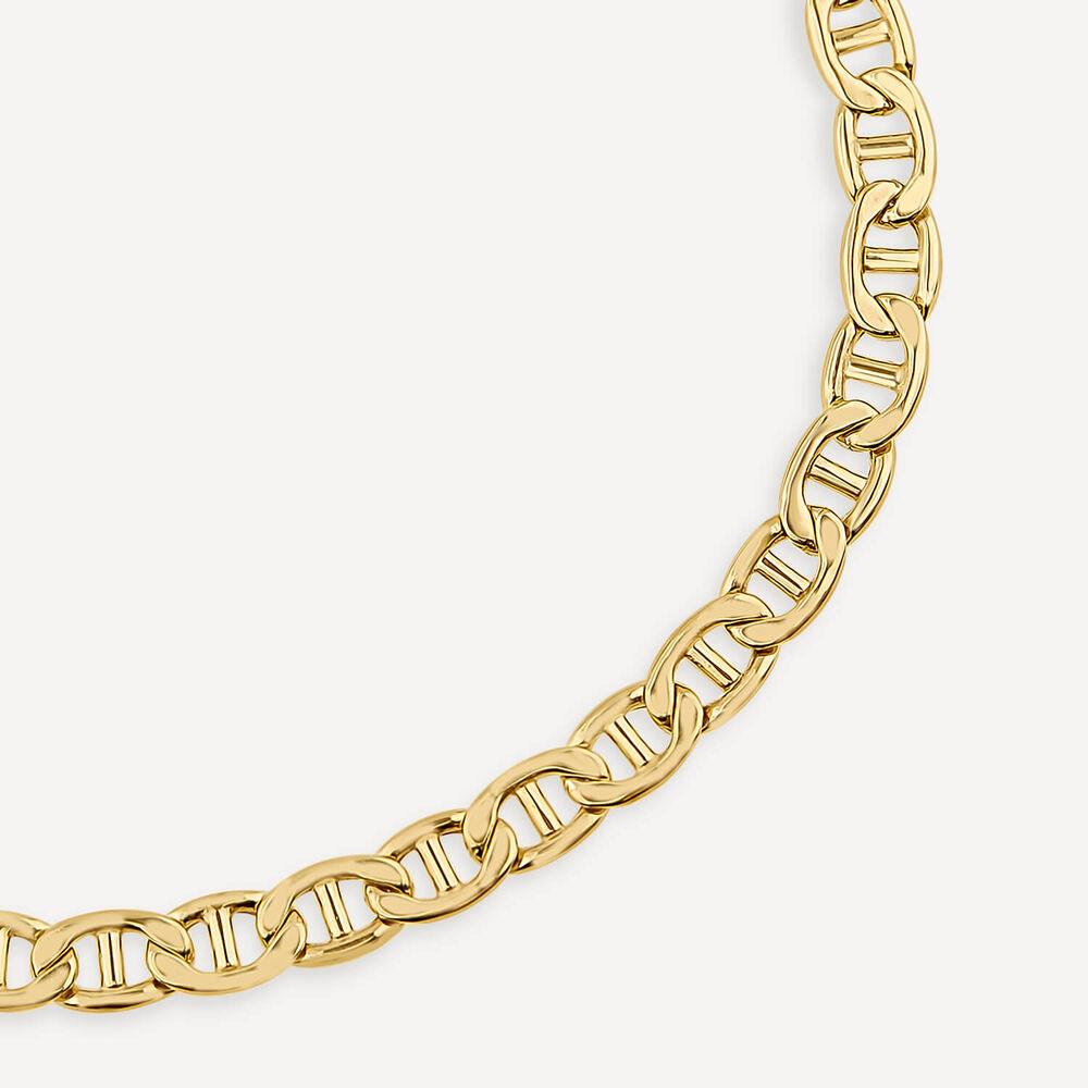 9ct Yellow Gold Bevelled Marine Chain Bracelet image number 1