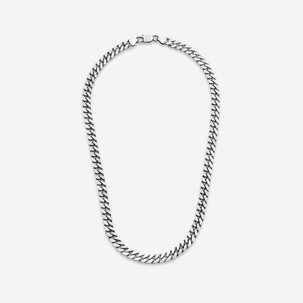 Sterling Silver Oxidised 20' Curb Mens Necklace