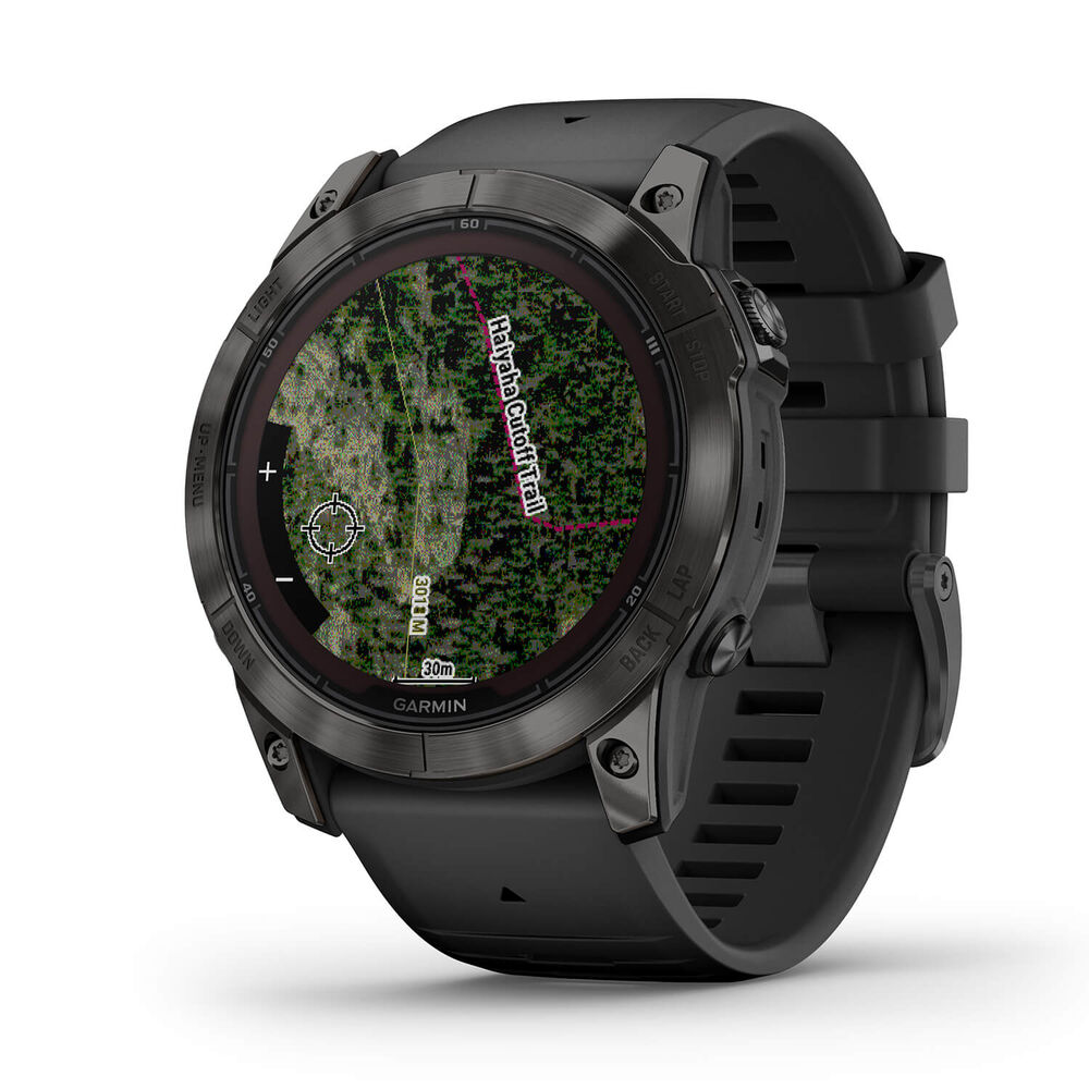 Garmin Fenix 7X Pro Sapphire Solar 51mm Carbon Grey DLC Titanium Case Black Strap Watch image number 0