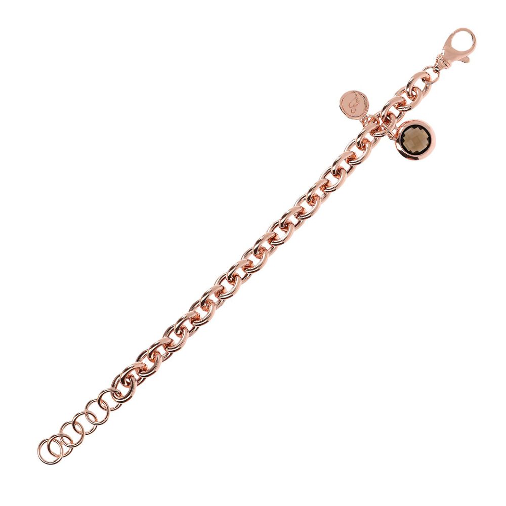 Bronzallure 18ct Rose Gold-plated Smoky Quartz Bracelet