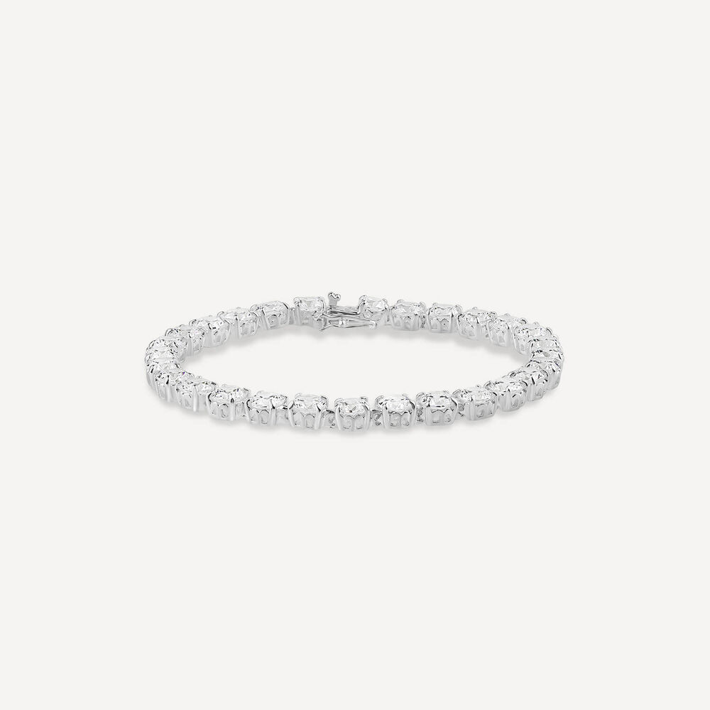 Sterling Silver Cubic Zirconia Claw Set Tennis Bracelet image number 3
