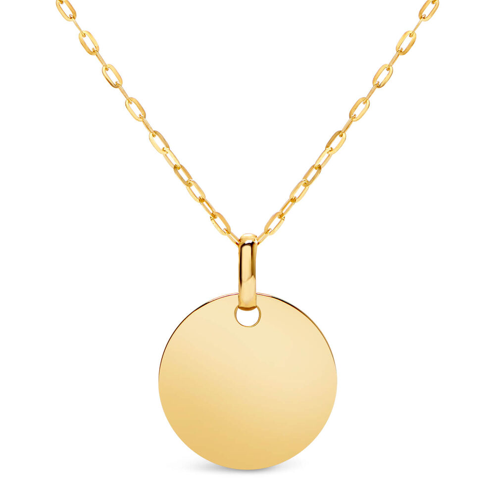 9ct Gold Plain Disc Pendant (Chain Included) image number 0
